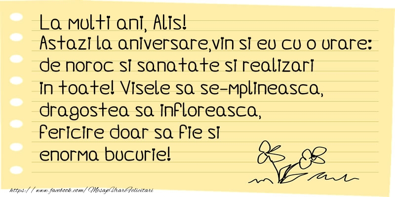 La multi ani Alis! - Felicitari de La Multi Ani