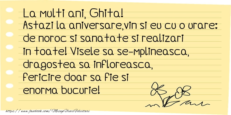 La multi ani Ghita! - Felicitari de La Multi Ani