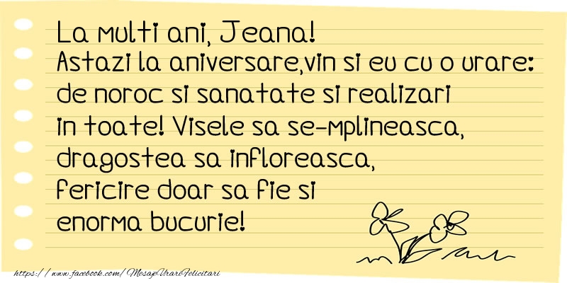 La multi ani Jeana! - Felicitari de La Multi Ani