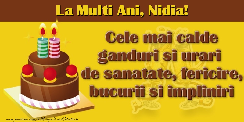 La multi ani, Nidia! - Felicitari de La Multi Ani cu tort
