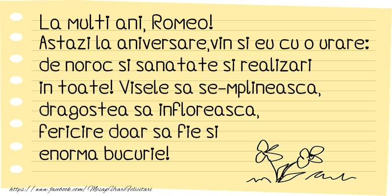 La multi ani Romeo! - Felicitari de La Multi Ani