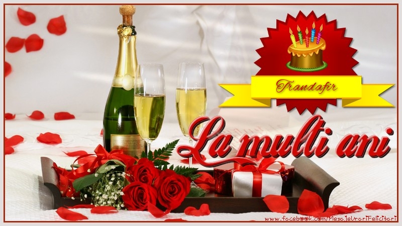 La multi ani, Trandafir - Felicitari de La Multi Ani cu tort si sampanie